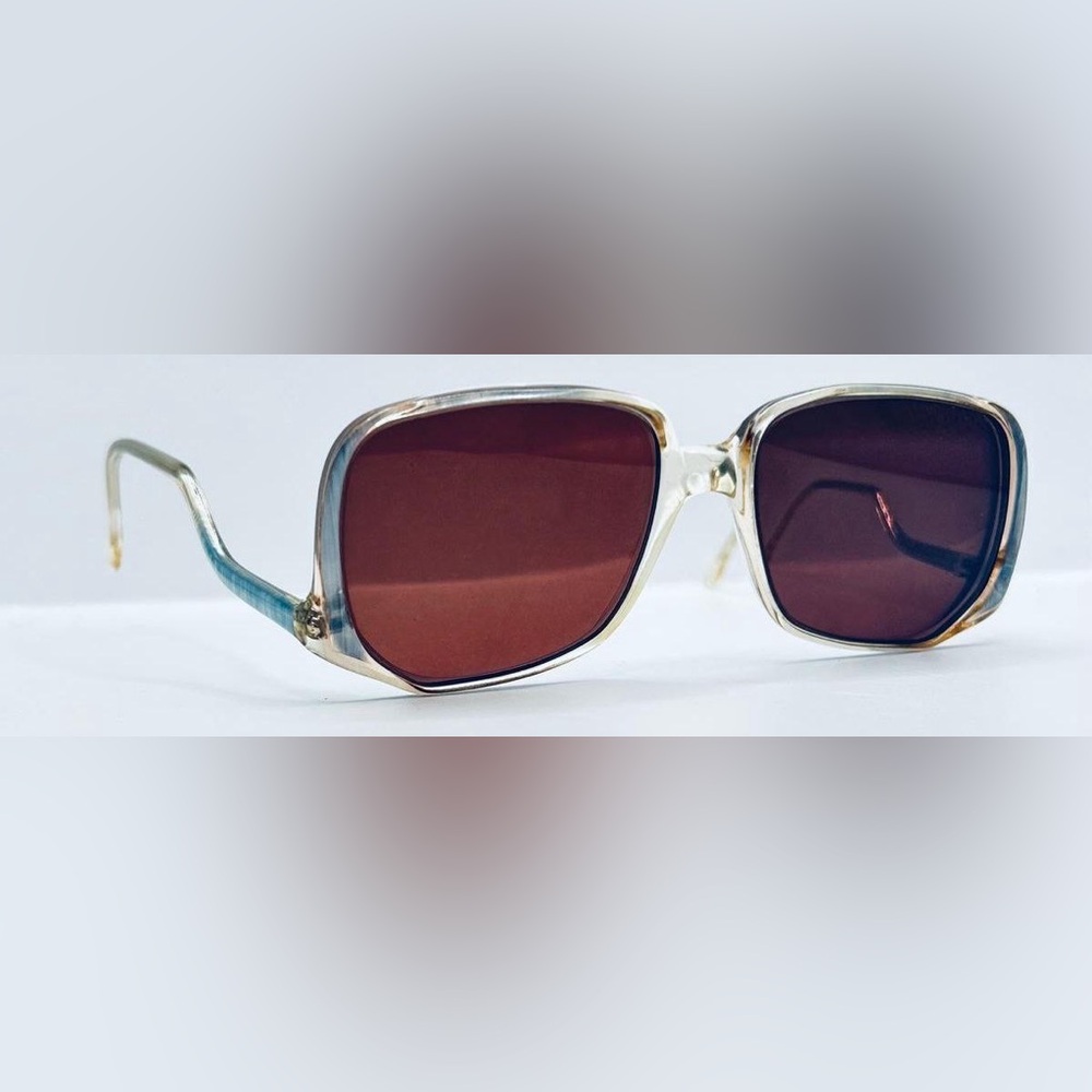 Vintage Lawrence Eyewear Blue Translucent Square Sunglasses Frames Only
